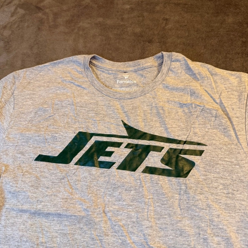 Fanatics New York Jets Graphic T-Shirt Mens Small Gray Short Sleeve NFL